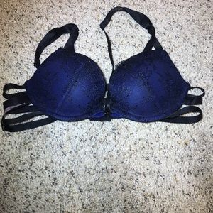 Front close push up bra with strapped back
